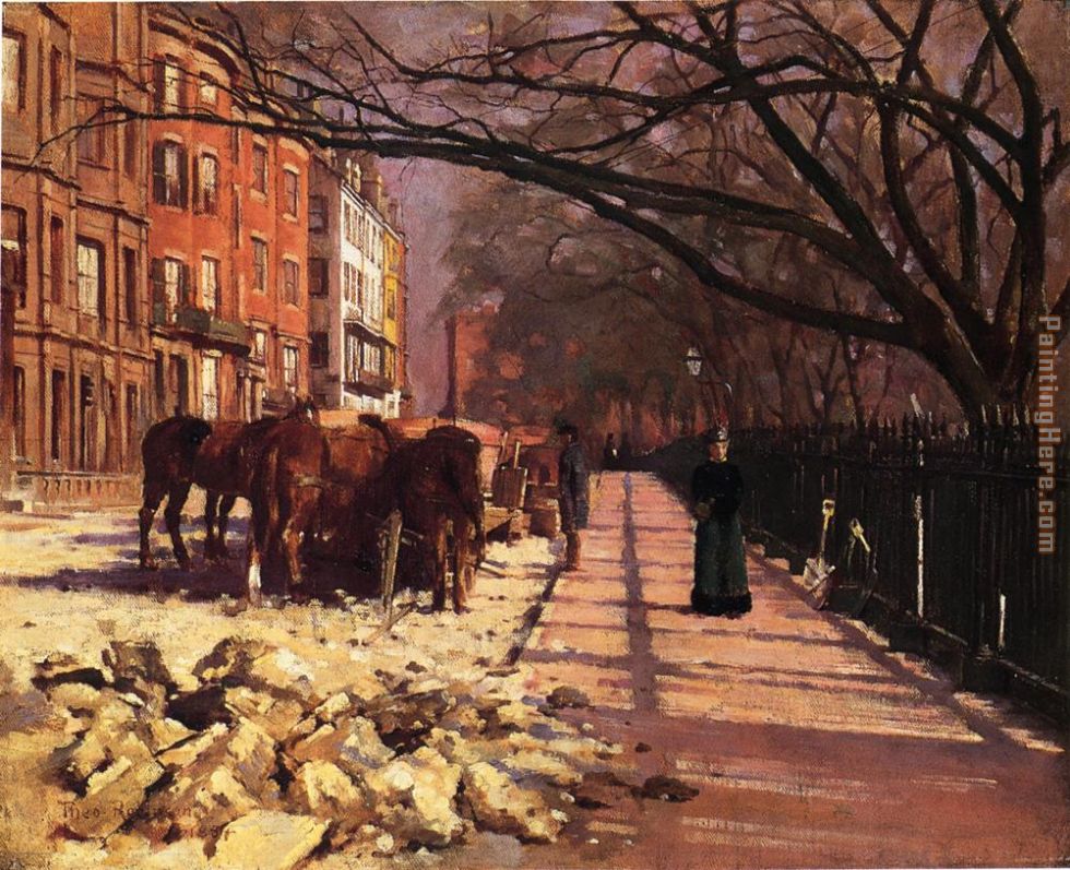 Beacon Street Boston painting - Theodore Robinson Beacon Street Boston art painting